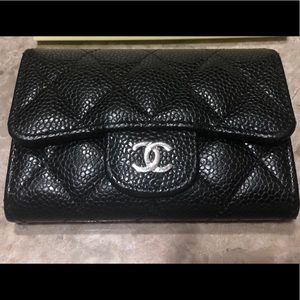 Authentic CHANEL Black Caviar Card Holder
